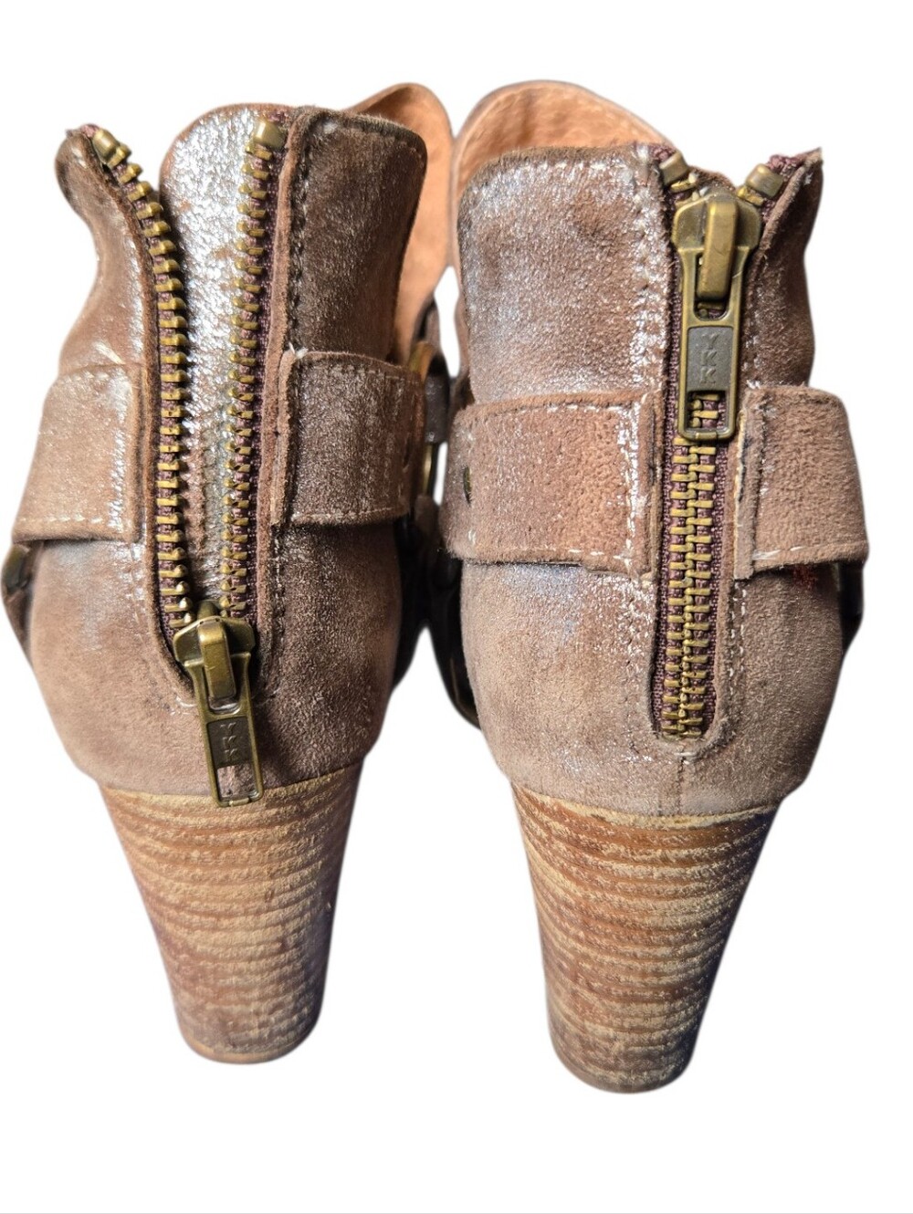 🤎 Seychelles "Impossible" Metallic Pewter Leather Fringe Booties | Size 8.5 | B - Picture 7 of 12